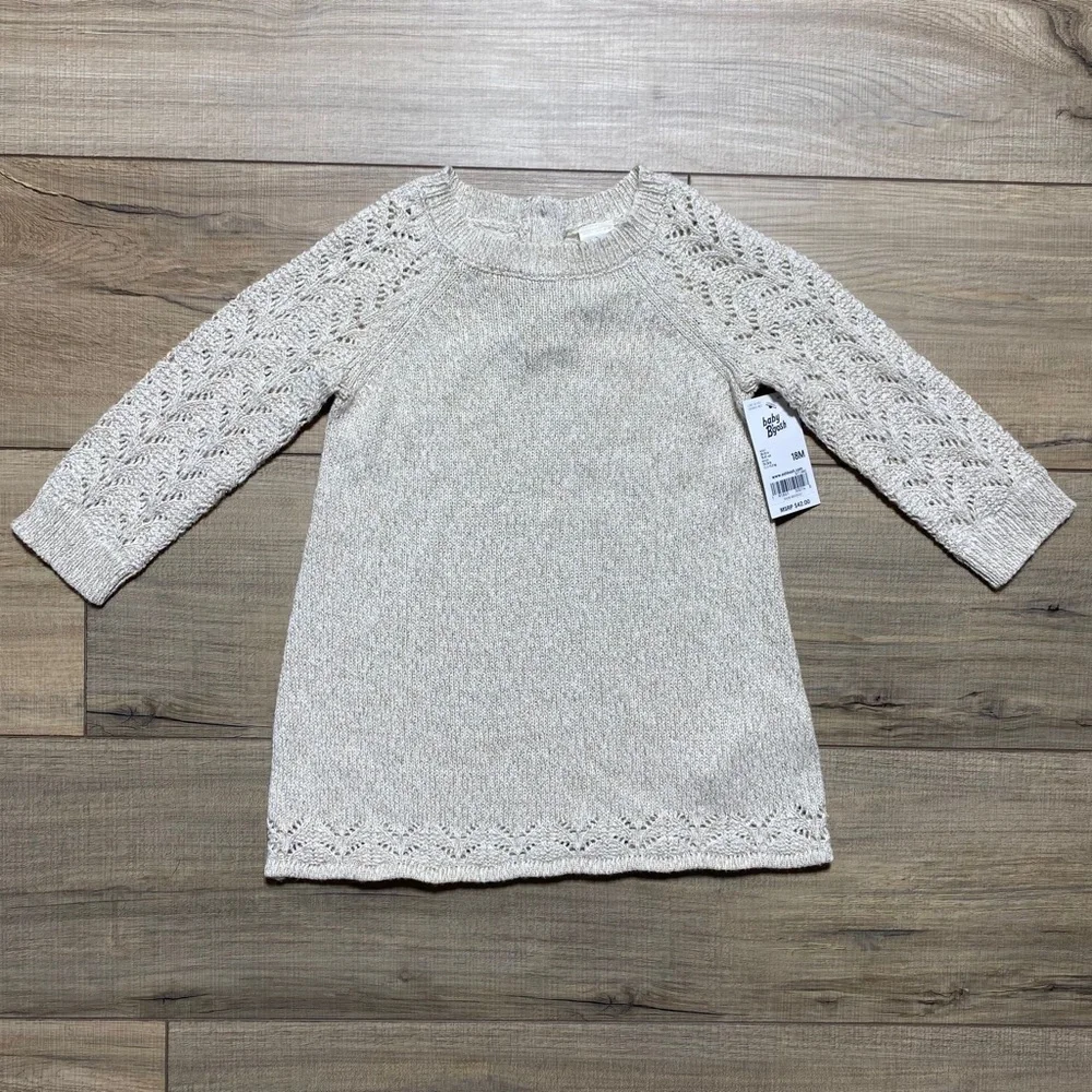 Baby B'gosh Baby‎ Girls Shimmery Knitted Long Sleeve Dress 18M Beige Gold